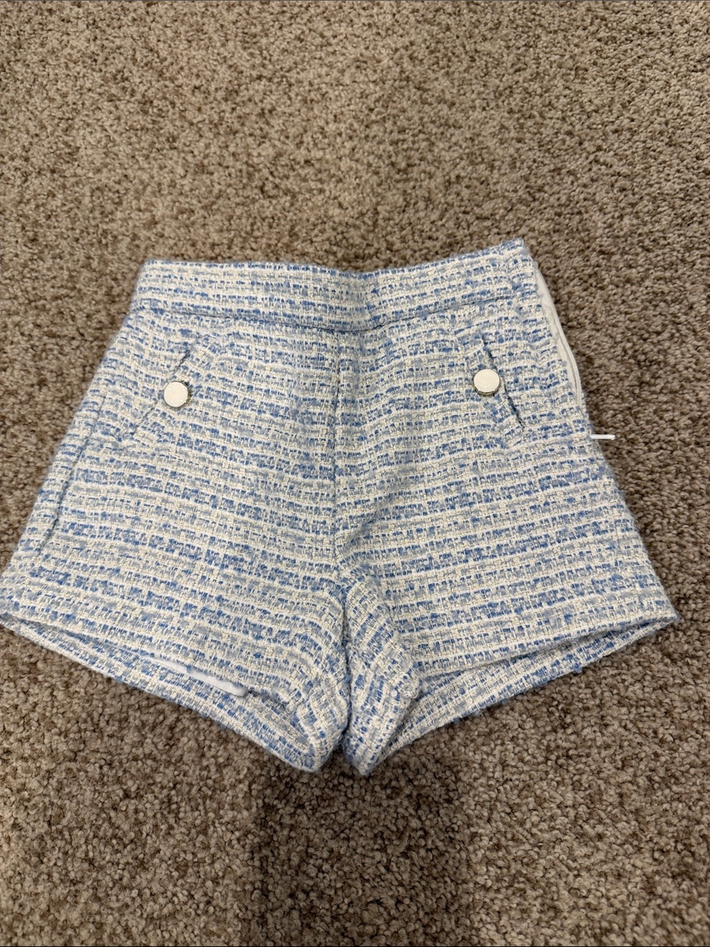 Janie and Jack High-Waist Blue & White Tweed Shorts